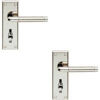 Loops 2x PAIR Round Bar Lever on Bathroom Backplate 150 x 50mm Polished & Satin Nickel in Metallics