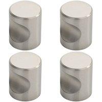 Loops 4x Cylindrical Cupboard Door Knob 25mm Diameter Stainless Steel Cabinet Handle in Metallics