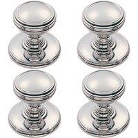Loops 4x Ringed Tiered Cupboard Door Knob 30mm Diameter Polished Chrome Cabinet Handle