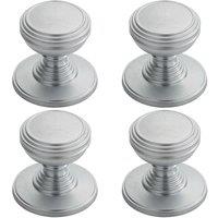 Loops 4x Ringed Tiered Cupboard Door Knob 30mm Diameter Satin Chrome Cabinet Handle
