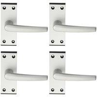 Loops 4x PAIR Straight Lever on Latch Backplate Door Handle 102 x 38mm Satin Aluminium