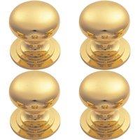 Loops 4x Victorian Round Cupboard Door Knob 42mm Dia Polished Brass Cabinet Handle in Metallics