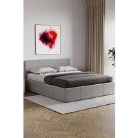 Home Discount Vida Designs Lisbon Double Ottoman Faux Leather Bed Frame UKFR Fabric in Grey