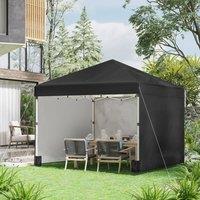 OUTSUNNY 3x3 (M) Pop Up Gazebo Party Tent w/ 2 Sidewalls, Weight Bags in Black