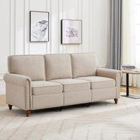 MCC Direct Large 3 seater Studded Sofa Plush Padded Settee Beige