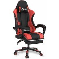 Alivio Ergonomic Gaming Chair with Massage Lumbar Cushion in Red