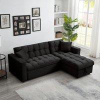SquareBoxx Barcelona 3 Seater Corner Pull Out Sofa Bed in Black