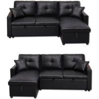 SquareBoxx Bayside 3 Seater Pull-Out Sofa Bed in Black
