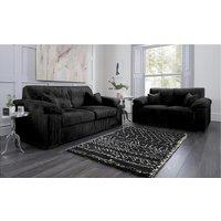 SquareBoxx Capri Jumbo Cord Sofa, 3+2 in Black