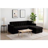 SquareBoxx Palermo Corner L Shape 3 Seater Sofa Bed With Reversible Chaise in Black