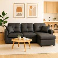 SquareBoxx Astoria 3 Seater L Shape Convertible Pullout SofaBed with Deep Storage in Black