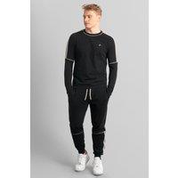 Enorsia Men's Stretch Jersey Long Sleeve Tee & Jogger Set in Black | Size: 2XL