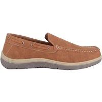 ABSOLUTE FOOTWEAR Men's Easy Slip On Faux Leather Smart Casual Boat Shoe in Tan | Size: 10