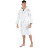 MyShoeStore Men's Hooded Bathrobe Terry Towel Robe in White