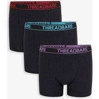 Threadbare Men's 3-Pack Hipster Fit Boxer Shorts in Black | Size: Medium