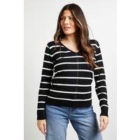 Wallis Women's Breton Stripe Knitted Jumper in Black | Size: Small