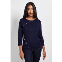 Wallis Women's Petite Button Detail Jumper in Navy | Size: Large