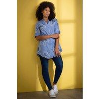 Klass. Women's Floral Shimmer Embroidered Cotton Shirt in Black | Size: 10