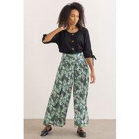 Klass. Women's Floral Printed Palazzo Trousers in Jade | Size: 16