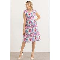 Klass. Women's Bouquet Printed Sleeveless Dress in Dark Blue | Size: Large