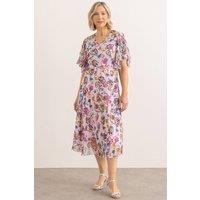 Anna Rose Women's Textured Floral Print Dress in Dusty Pink | Size: 18