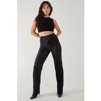 Pink Vanilla Women's Plisse Flared Trousers in Black | Size: Medium
