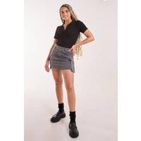 Pink Vanilla Women's Oversized Pocket Cargo Mini Skirt in Grey | Size: Medium