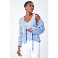 Roman Women's Scalloped Edge V-Neck Knit Vest in Light Blue | Size: 20