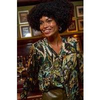 Roman Women's Abstract Print Foil Shirt in Green | Size: 12