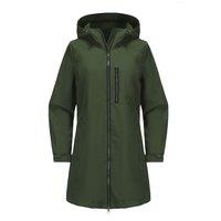 MODISHION Women's Waterproof Hooded Jacket with Decorative Chest Zipper in Green | Size: 2XL