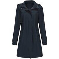 MODISHION Women's Waterproof Trench Coat with Detachable Hood in Dark Navy | Size: 2XL