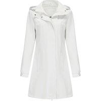 MODISHION Women's Waterproof Trench Coat with Detachable Hood in Ecru | Size: Small