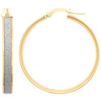 Jewelco London Women's 9ct Gold MoonDust Stardust 4mm Hoop Earrings 32mm