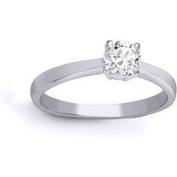 Jewelco London Women's 18ct White Gold 0.5ct Diamond Solitaire Engagement Ring 5mm in Silver | Size: Large