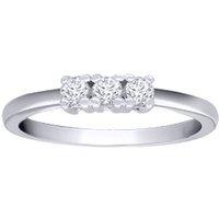 Jewelco London Women's 18ct White Gold 0.25ct Diamond 3 Stone Uniform Trilogy Ring 3.5mm in Silver | Size: R