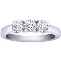 Jewelco London Women's 18ct White Gold 0.75ct Diamond 3 Stone Uniform Trilogy Ring 4mm - 18R945-075 | Size: Medium