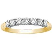 Jewelco London Women's 18ct 2 Colour Gold 0.5ct Diamond 7 Stone Eternity Ring 3mm | Size: U
