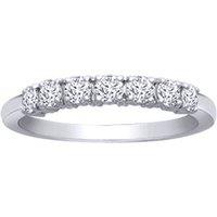 Jewelco London Women's 18ct White Gold 0.5ct Diamond 7 Stone Eternity Ring 3mm in Silver | Size: Medium