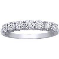 Jewelco London Women's 18ct White Gold 0.75ct Diamond 7 Stone Eternity Ring 3mm in Silver | Size: U