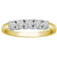 Jewelco London Women's 18ct 2 Colour Gold Diamond 5 Stone Pentalogy Eternity Ring 3.5mm | Size: U