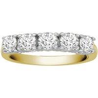 Jewelco London Women's 18ct 2 Colour Gold 1.25ct Diamond 5 Stone Pentalogy Eternity Ring | Size: R