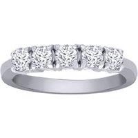 Jewelco London Women's 18ct White Gold 0.75ct Diamond 5 Stone Pentalogy Eternity Ring in Silver | Size: J
