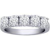 Jewelco London Women's 18ct White Gold 2ct Diamond 5 Stone Pentalogy Eternity Ring in Silver | Size: V