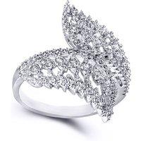 Jewelco London Women's Sterling Silver CZ Crossover Angel Wing Feathers Dress Ring | Size: Q