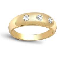 Jewelco London Men's 9ct Gold 0.5ct Diamond Domed Band Trilogy Ring 7mm | Size: Small
