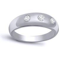 Jewelco London Men's 9ct White Gold 0.5ct Diamond Domed Band Trilogy Ring 9mm in Silver | Size: X