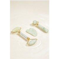 SHEONLY 3 Piece Portable Jade Facial Massage Set with Gua Sha & Jade Rollers in Green