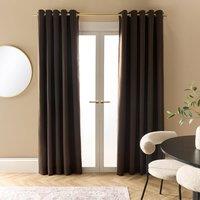 OHS Pair of Thermal Ready Made Eyelet Blackout Curtains in Brown | Size: 229 cm width x 229 cm drop
