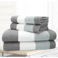 Velosso 4pc Striped Cotton Hand & Bath Towel Set - Soft & Absorbent Cotton Towels in Grey