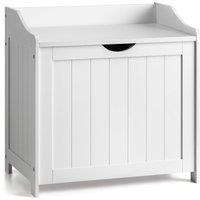 Christow White Laundry Box Wooden Bathroom Storage Basket Linen Clothes Chest